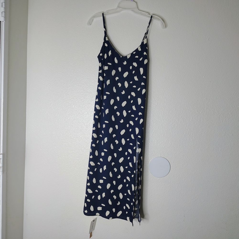 NWT Reformation Floral Maxi Dress Small Navy Pink Ruffle High Low READ Flaw - Picture 2 of 16